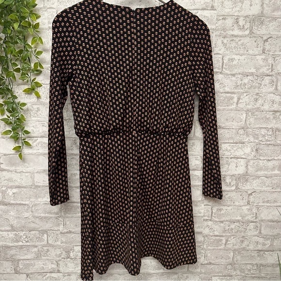 Loft floral print dress women’s size 4P black‎ cinched waist - Picture 3 of 7